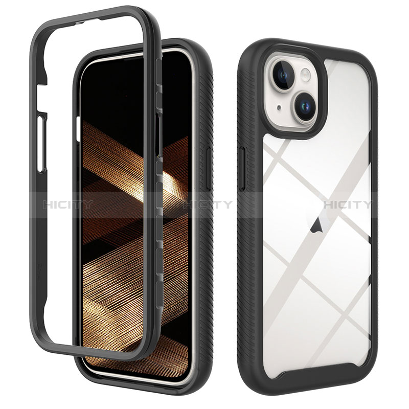 Carcasa Bumper Funda Silicona Transparente 360 Grados ZJ3 para Apple iPhone 14 Plus Negro