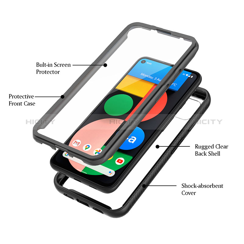 Carcasa Bumper Funda Silicona Transparente 360 Grados ZJ3 para Google Pixel 5 XL 5G