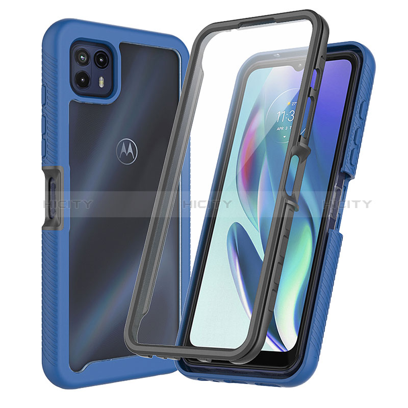 Carcasa Bumper Funda Silicona Transparente 360 Grados ZJ3 para Motorola Moto G50 5G Azul