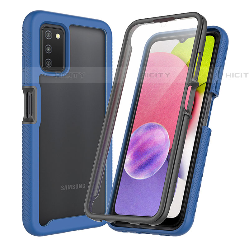 Carcasa Bumper Funda Silicona Transparente 360 Grados ZJ3 para Samsung Galaxy A03s Azul