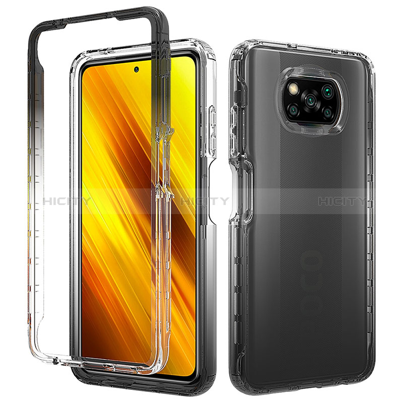 Carcasa Bumper Funda Silicona Transparente 360 Grados ZJ3 para Xiaomi Poco X3 NFC Negro