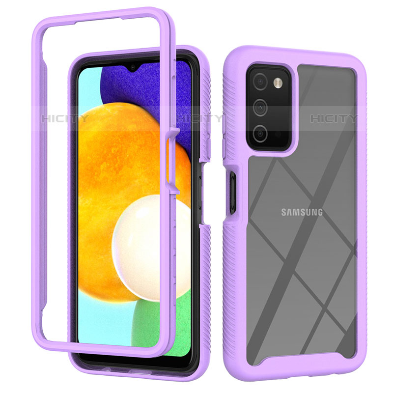 Carcasa Bumper Funda Silicona Transparente 360 Grados ZJ4 para Samsung Galaxy M02s Purpura Claro