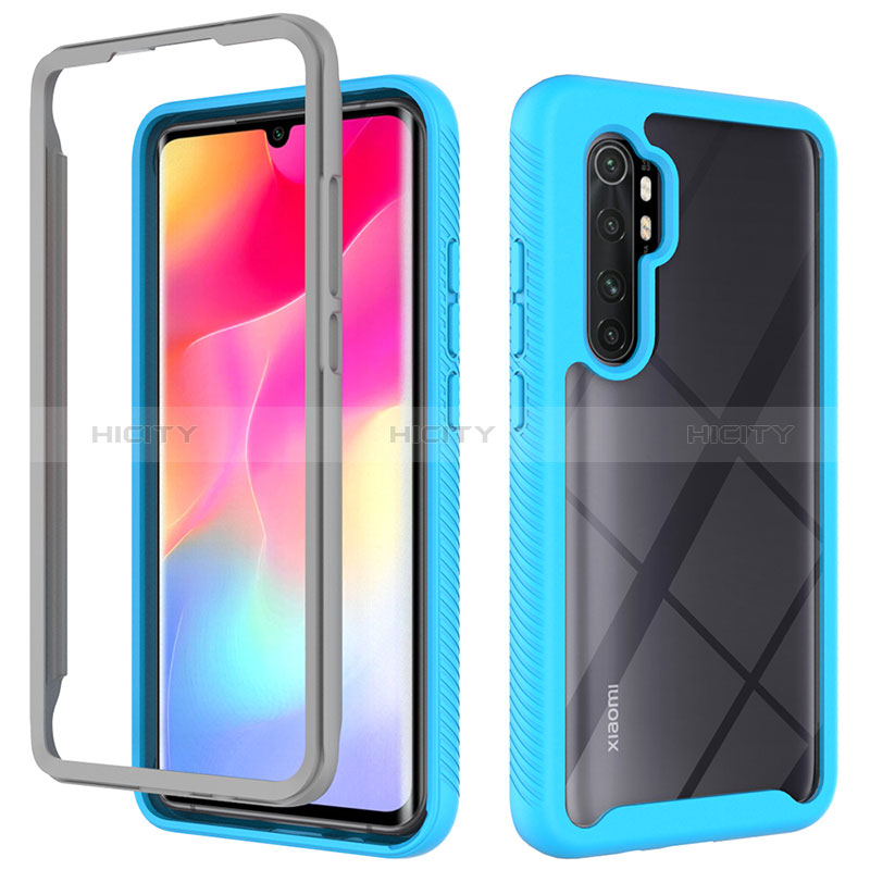 Carcasa Bumper Funda Silicona Transparente 360 Grados ZJ4 para Xiaomi Mi Note 10 Lite Azul Cielo