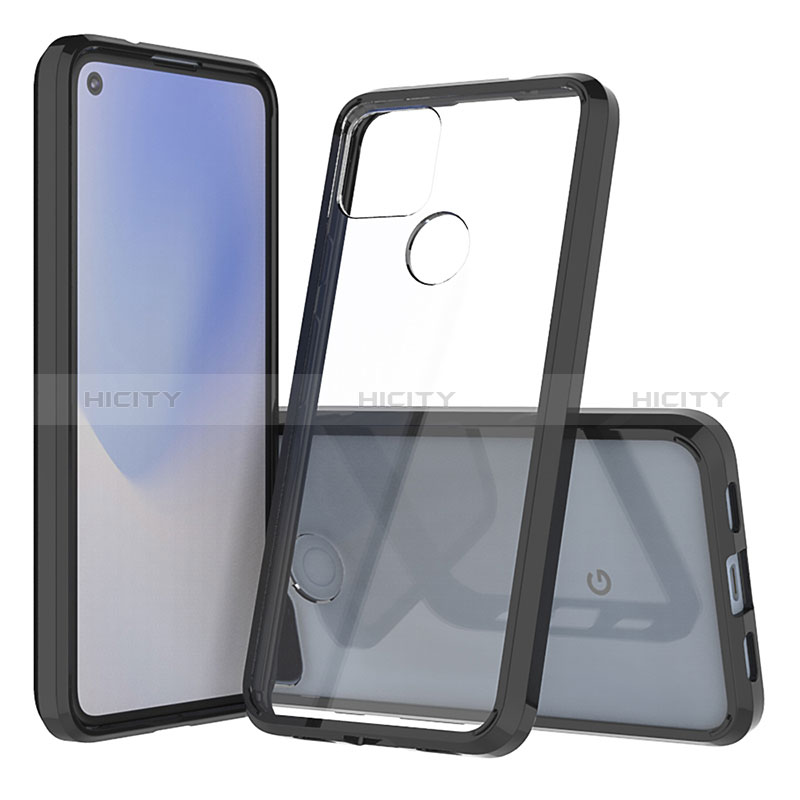 Carcasa Bumper Funda Silicona Transparente 360 Grados ZJ5 para Google Pixel 5 XL 5G Negro