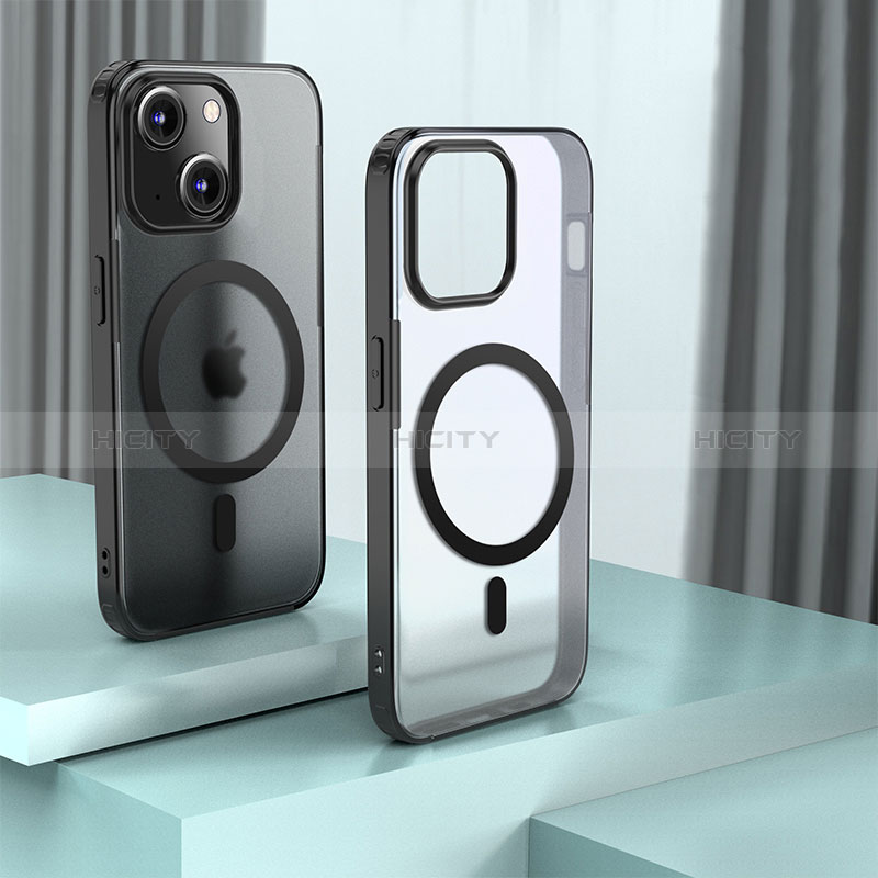 Carcasa Bumper Funda Silicona Transparente con Mag-Safe Magnetic QC1 para Apple iPhone 14 Negro