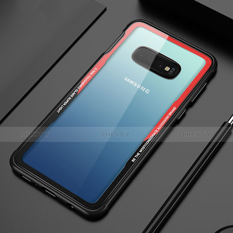 Carcasa Bumper Funda Silicona Transparente Espejo A01 para Samsung Galaxy S10 Plus Rojo