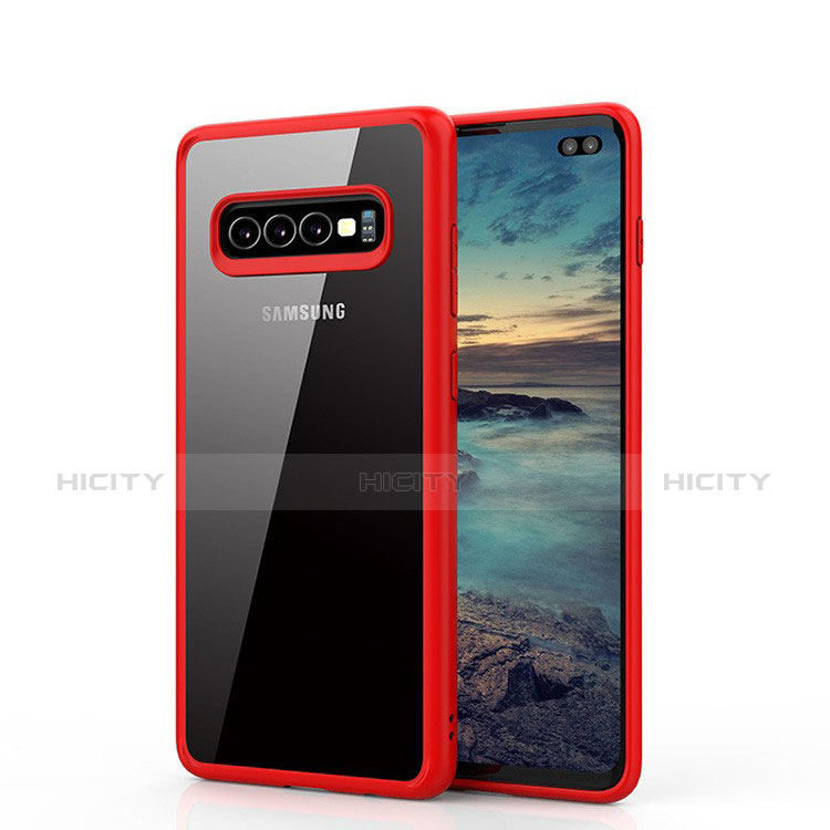 Carcasa Bumper Funda Silicona Transparente Espejo A02 para Samsung Galaxy S10 Plus Rojo