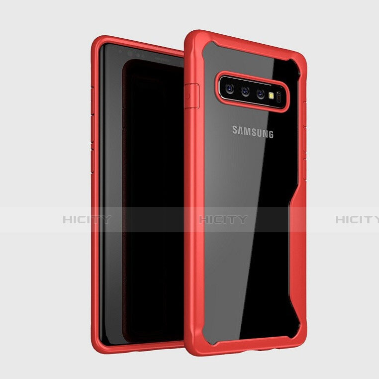 Carcasa Bumper Funda Silicona Transparente Espejo H01 para Samsung Galaxy S10 Rojo