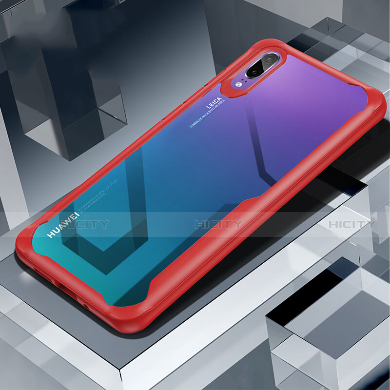 Carcasa Bumper Funda Silicona Transparente Espejo H03 para Huawei P20 Rojo