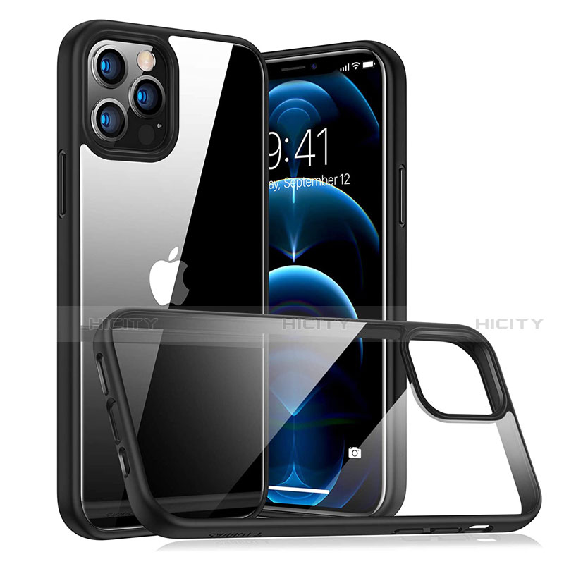 Carcasa Bumper Funda Silicona Transparente Espejo H04 para Apple iPhone 12 Pro Negro