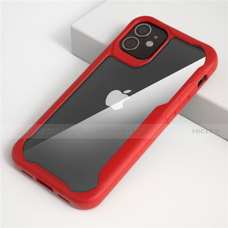 Carcasa Bumper Funda Silicona Transparente Espejo M01 para Apple iPhone 12 Max Rojo