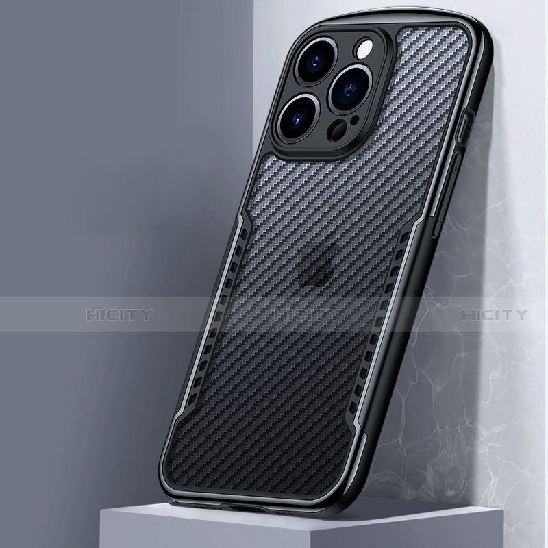 Carcasa Bumper Funda Silicona Transparente Espejo M01 para Apple iPhone 13 Pro Max Gris Oscuro