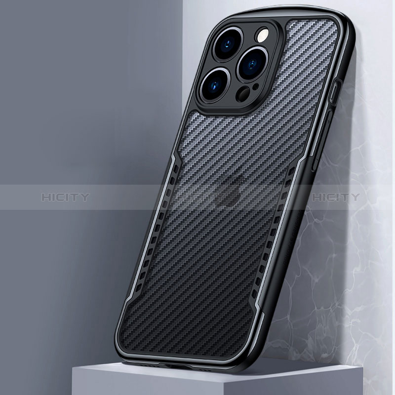 Carcasa Bumper Funda Silicona Transparente Espejo M01 para Apple iPhone 14 Pro Max Gris Oscuro