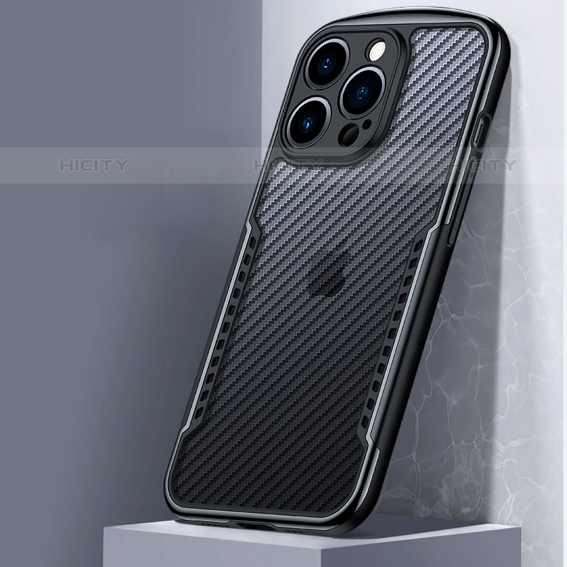 Carcasa Bumper Funda Silicona Transparente Espejo M01 para Apple iPhone 15 Pro Gris Oscuro