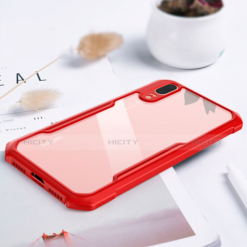 Carcasa Bumper Funda Silicona Transparente Espejo M01 para Huawei P20 Rojo