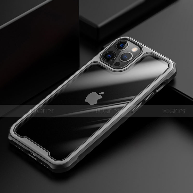 Carcasa Bumper Funda Silicona Transparente Espejo M03 para Apple iPhone 12 Pro Max Gris