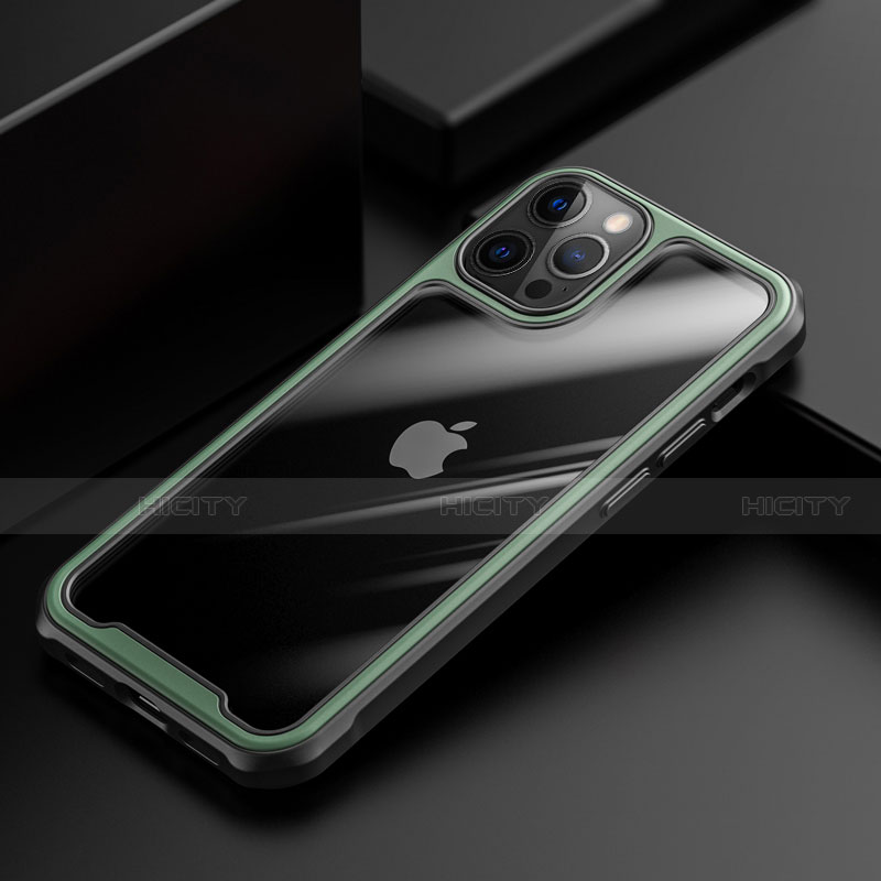 Carcasa Bumper Funda Silicona Transparente Espejo M03 para Apple iPhone 12 Pro Max Verde