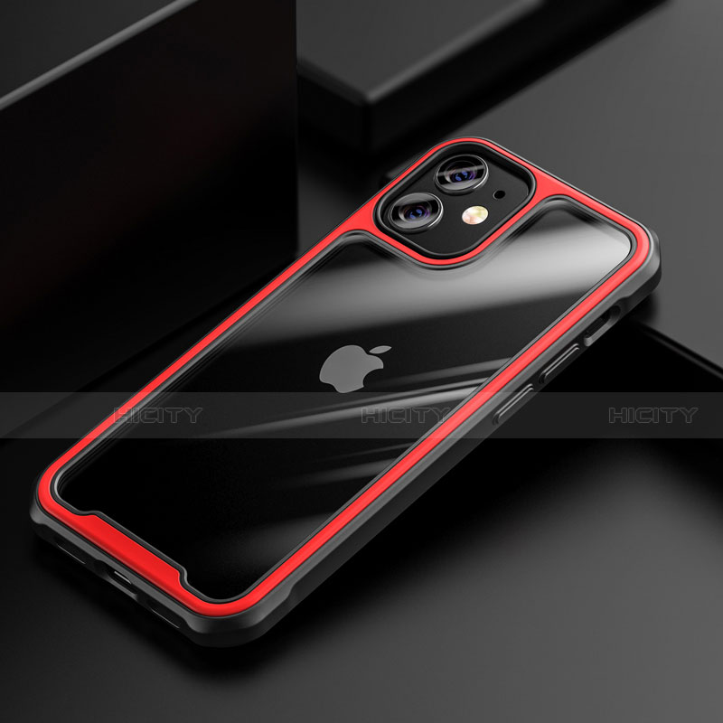 Carcasa Bumper Funda Silicona Transparente Espejo M03 para Apple iPhone 12 Rojo