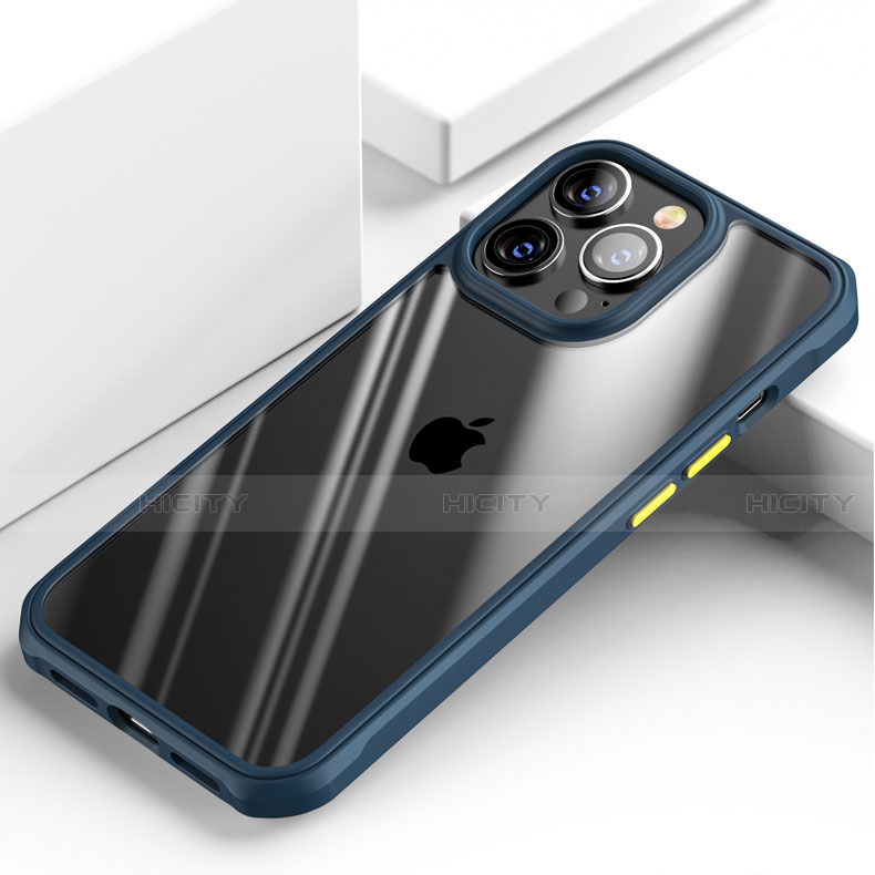 Carcasa Bumper Funda Silicona Transparente Espejo M03 para Apple iPhone 13 Pro Azul