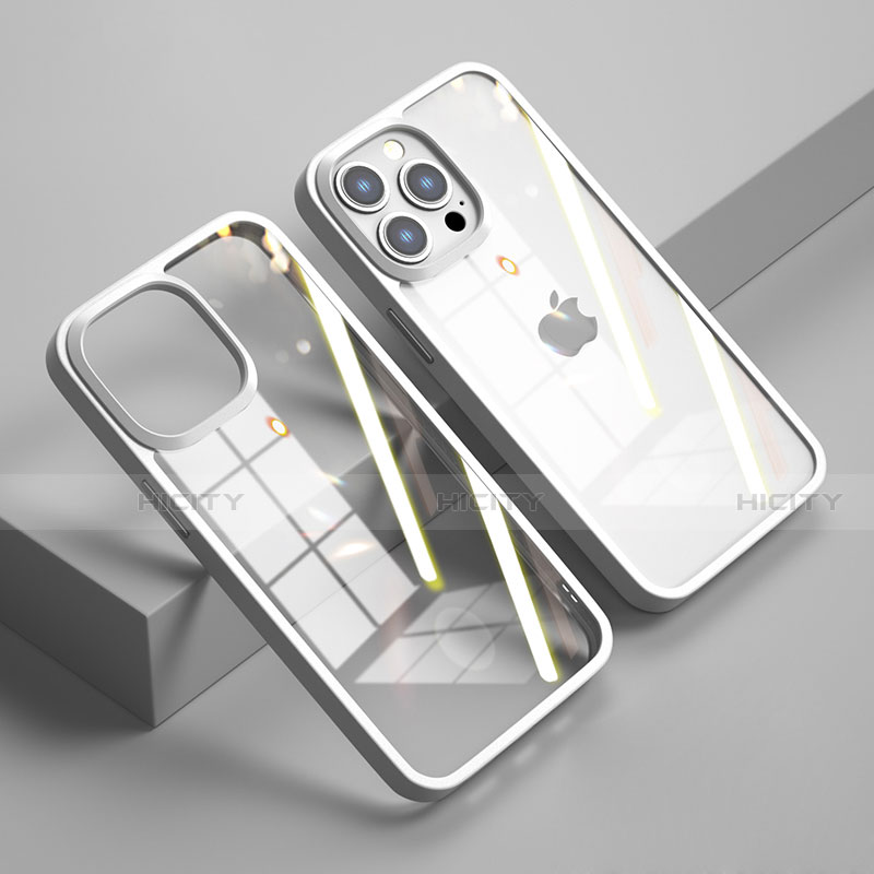 Carcasa Bumper Funda Silicona Transparente Espejo M04 para Apple iPhone 14 Pro Max Blanco