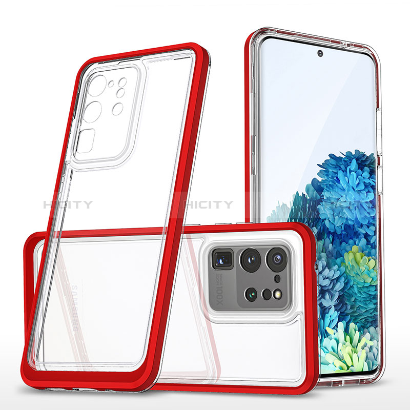 Carcasa Bumper Funda Silicona Transparente Espejo MQ1 para Samsung Galaxy S20 Ultra 5G Rojo