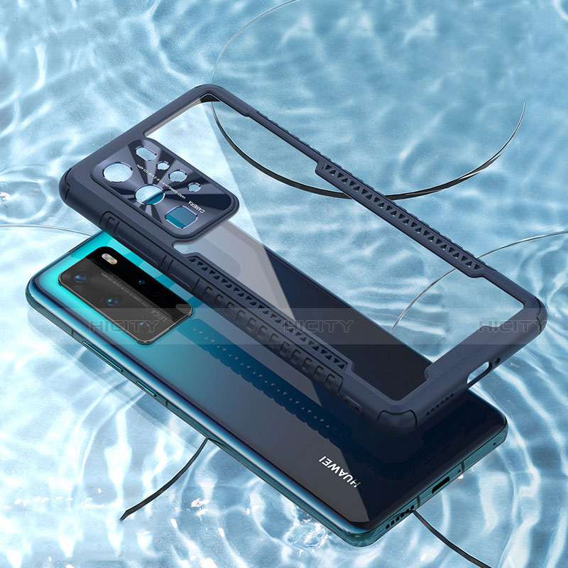 Carcasa Bumper Funda Silicona Transparente Espejo N04 para Huawei P40 Pro Azul