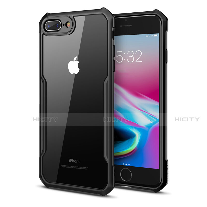 Carcasa Bumper Funda Silicona Transparente Espejo P01 para Apple iPhone 8 Plus Negro