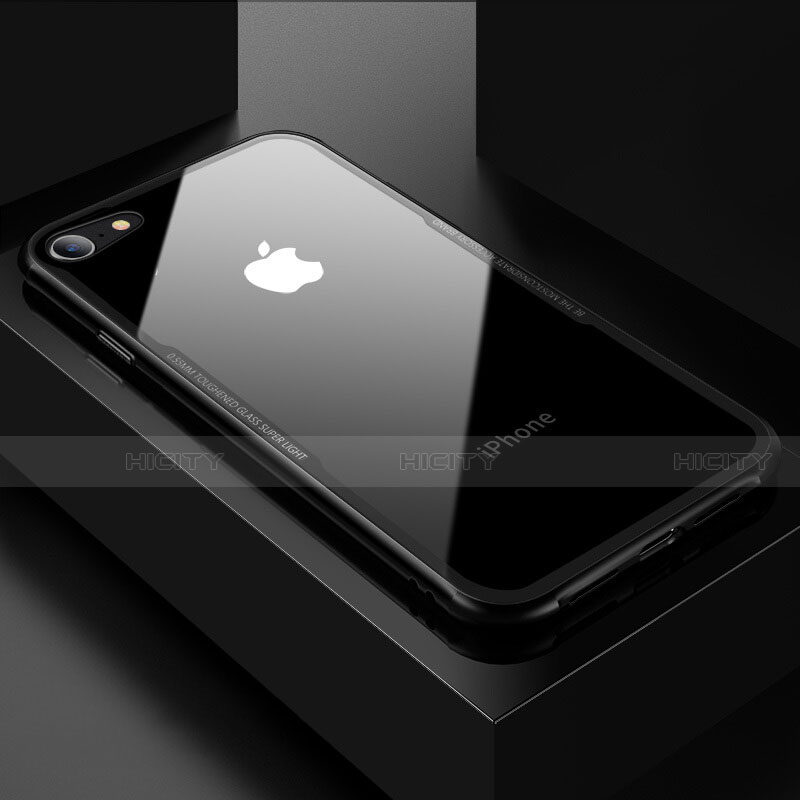 Carcasa Bumper Funda Silicona Transparente Espejo para Apple iPhone 7 Negro