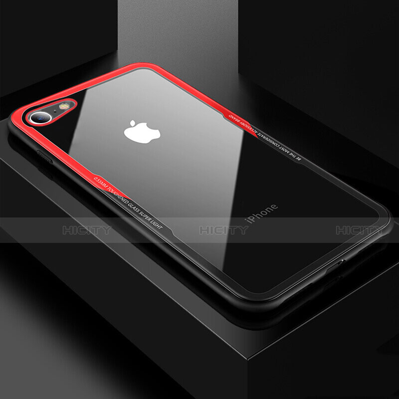 Carcasa Bumper Funda Silicona Transparente Espejo para Apple iPhone 8 Rojo y Negro