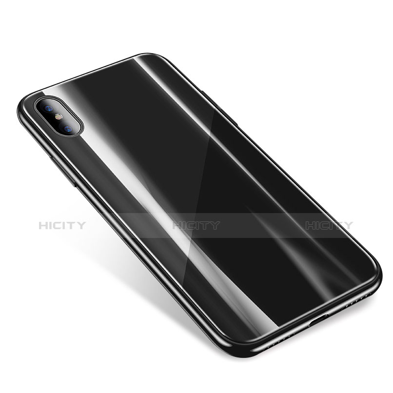 Carcasa Bumper Funda Silicona Transparente Espejo para Apple iPhone Xs Negro