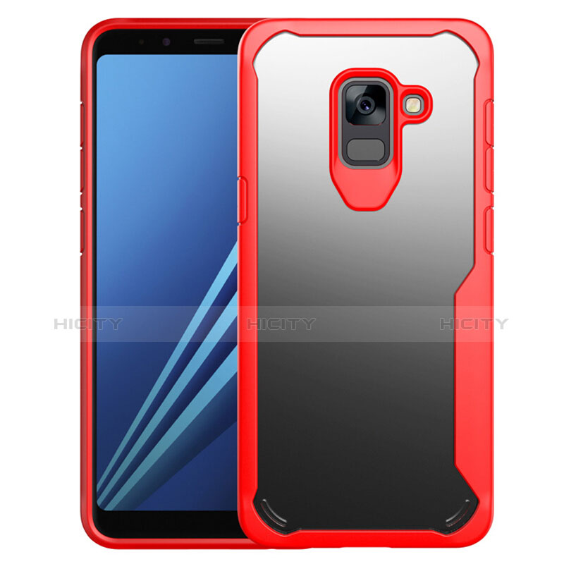Carcasa Bumper Funda Silicona Transparente Espejo para Samsung Galaxy A8+ A8 Plus (2018) A730F Rojo