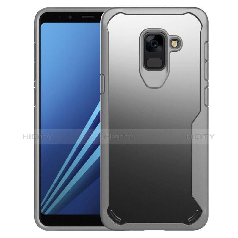 Carcasa Bumper Funda Silicona Transparente Espejo para Samsung Galaxy A8+ A8 Plus (2018) Duos A730F Gris