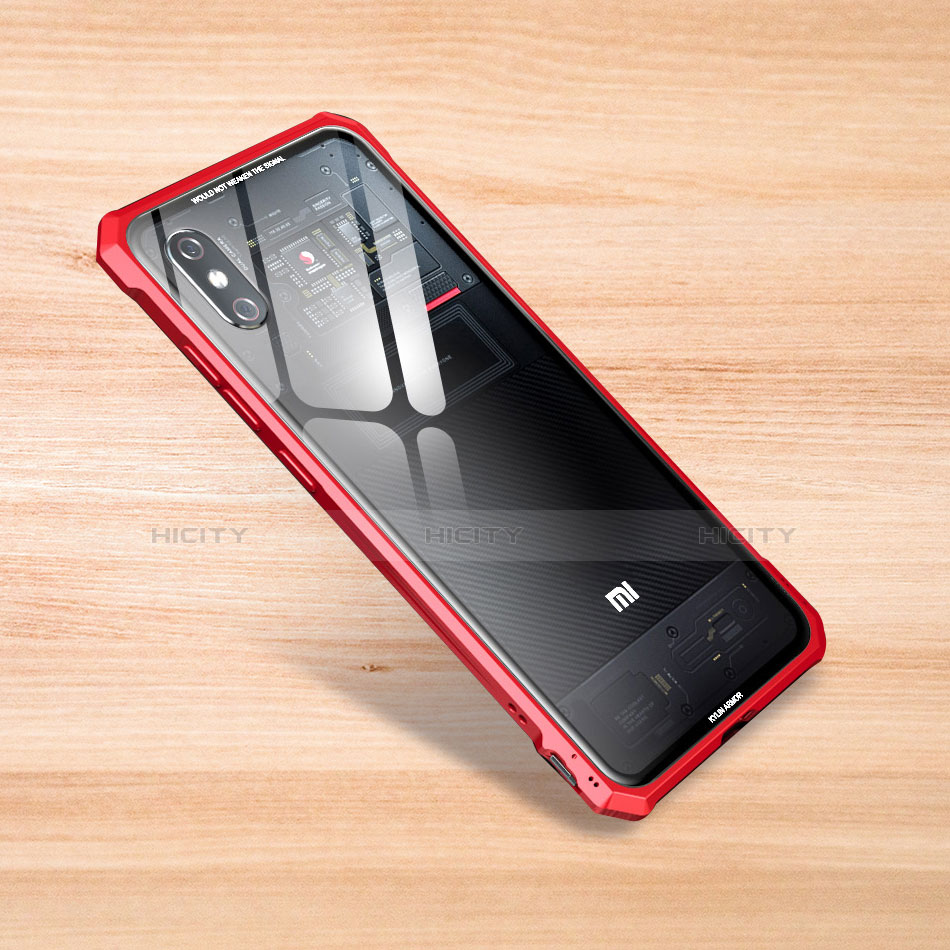 Carcasa Bumper Funda Silicona Transparente Espejo para Xiaomi Mi 8 Explorer Rojo