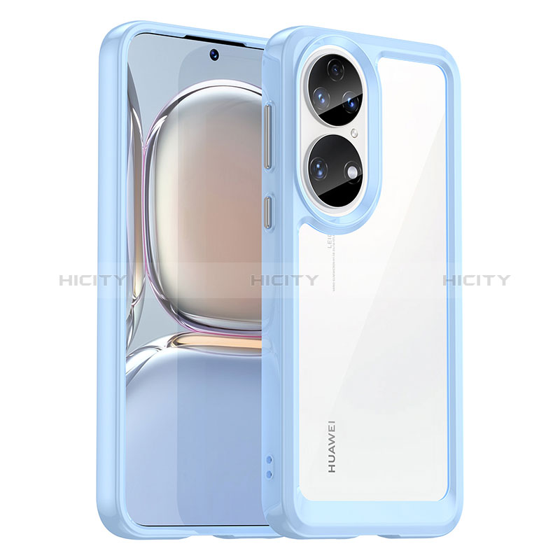Carcasa Bumper Funda Silicona Transparente J01S para Huawei P50 Pro Azul Cielo