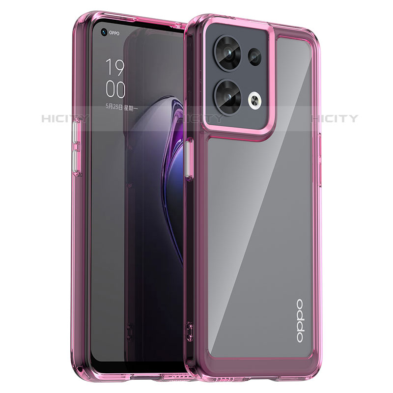 Carcasa Bumper Funda Silicona Transparente J01S para Oppo Reno9 Pro 5G Purpura Claro