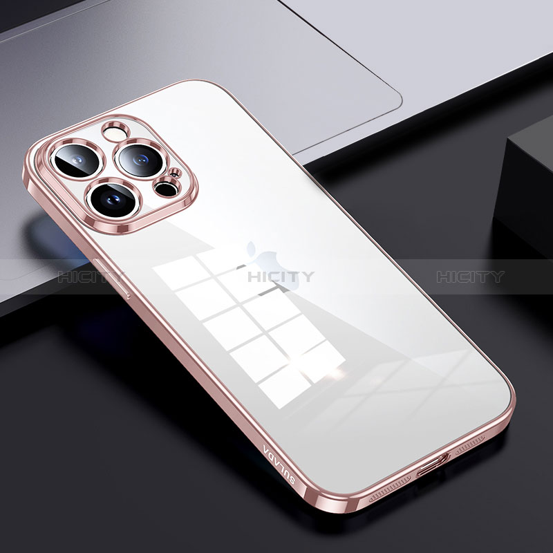 Carcasa Bumper Funda Silicona Transparente LD2 para Apple iPhone 14 Pro Oro Rosa