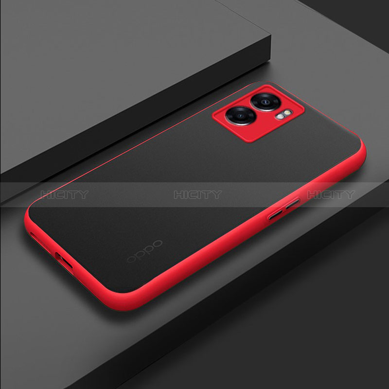 Carcasa Bumper Funda Silicona Transparente para Oppo A56S 5G Rojo