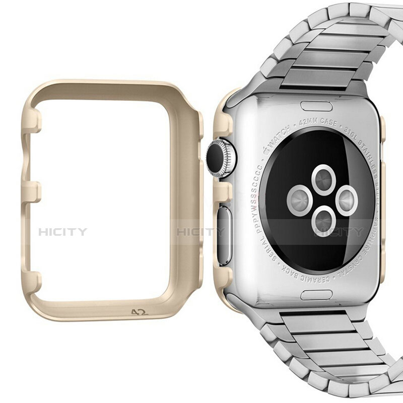 Carcasa Bumper Lujo Marco de Aluminio C01 para Apple iWatch 3 42mm Oro