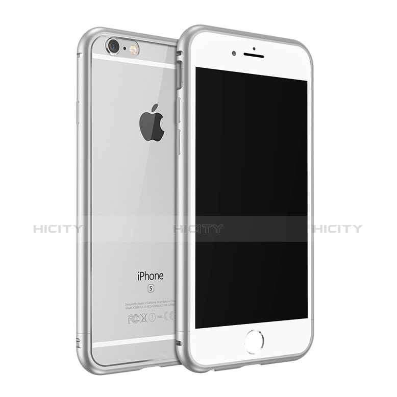 Carcasa Bumper Lujo Marco de Aluminio para Apple iPhone 6S Plus Plata