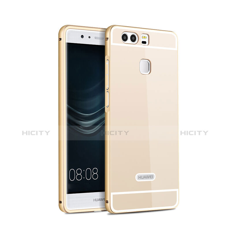 Carcasa Bumper Lujo Marco de Aluminio para Huawei P9 Plus Oro