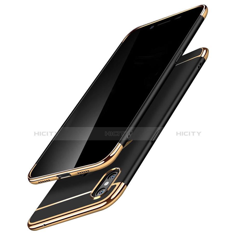 Carcasa Bumper Lujo Marco de Metal y Plastico C01 para Apple iPhone X Negro
