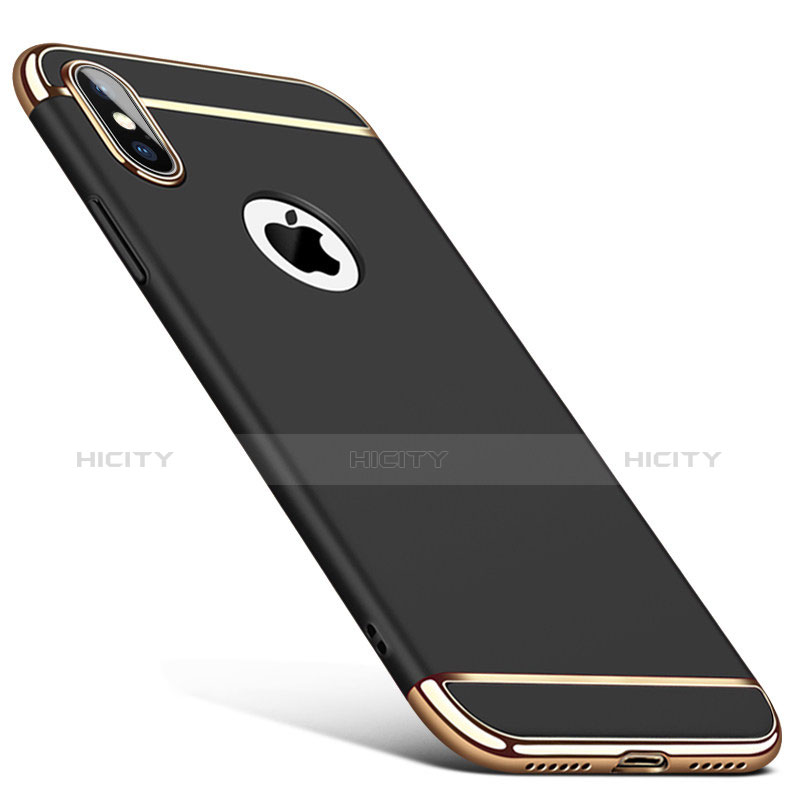 Carcasa Bumper Lujo Marco de Metal y Plastico C01 para Apple iPhone X Negro