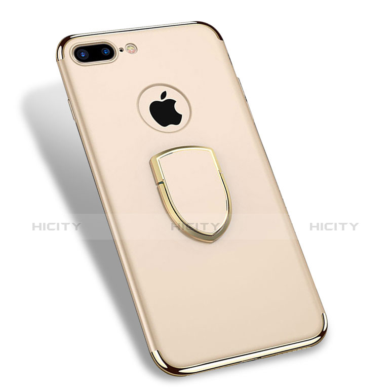 Carcasa Bumper Lujo Marco de Metal y Plastico con Anillo de dedo Soporte A03 para Apple iPhone 8 Plus Oro