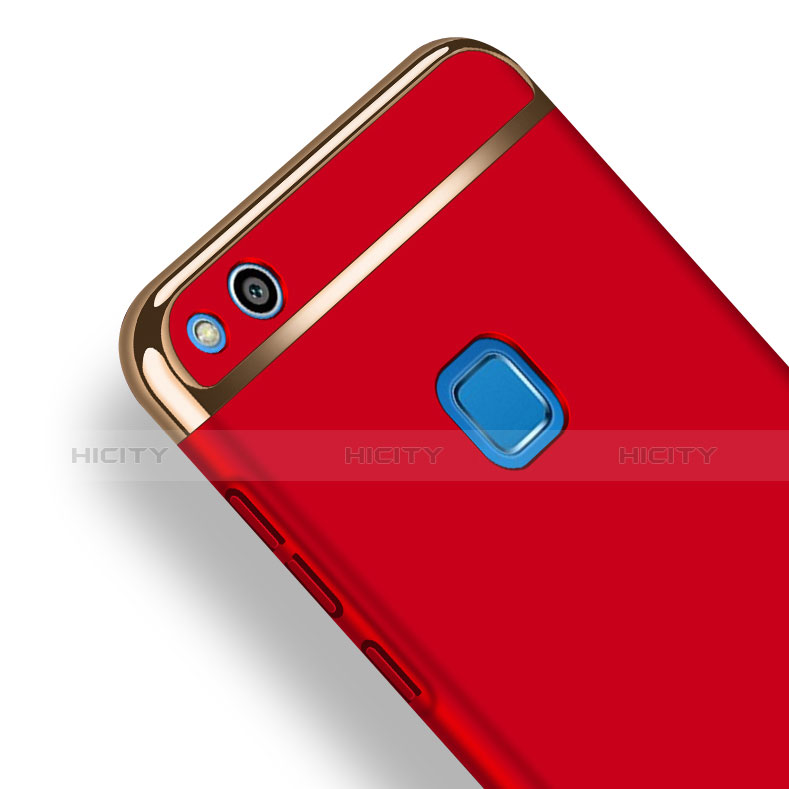 Carcasa Bumper Lujo Marco de Metal y Plastico con Anillo de dedo Soporte para Huawei P8 Lite (2017) Rojo