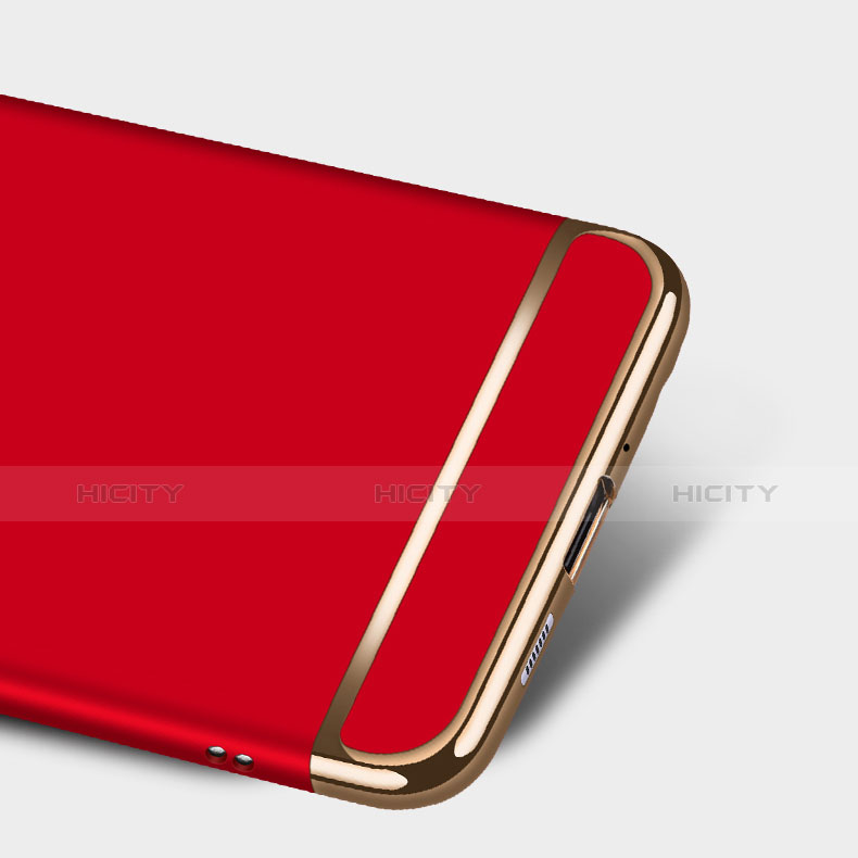 Carcasa Bumper Lujo Marco de Metal y Plastico con Anillo de dedo Soporte para Huawei P8 Lite (2017) Rojo