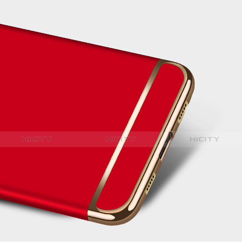 Carcasa Bumper Lujo Marco de Metal y Plastico con Anillo de dedo Soporte para Huawei P9 Lite Rojo