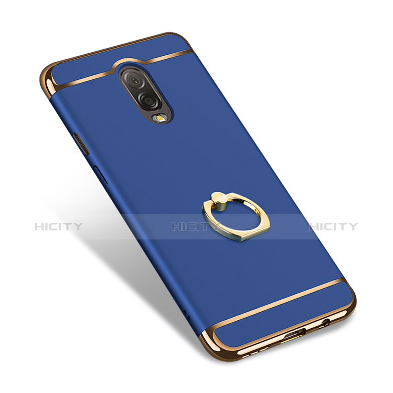 Carcasa Bumper Lujo Marco de Metal y Plastico con Anillo de dedo Soporte para Samsung Galaxy C7 (2017) Azul