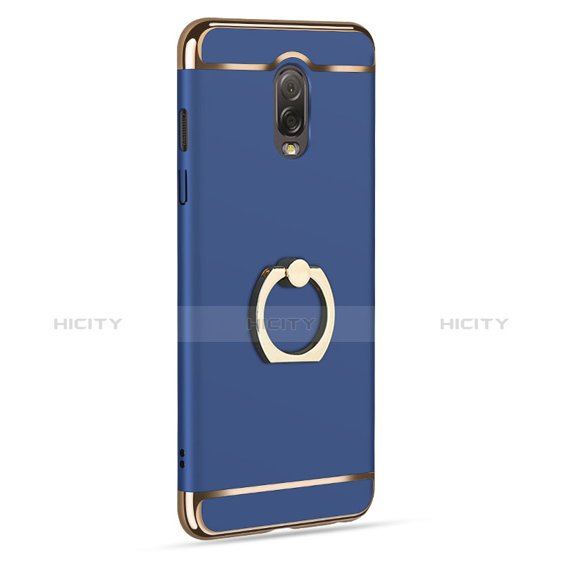 Carcasa Bumper Lujo Marco de Metal y Plastico con Anillo de dedo Soporte para Samsung Galaxy C8 C710F Azul