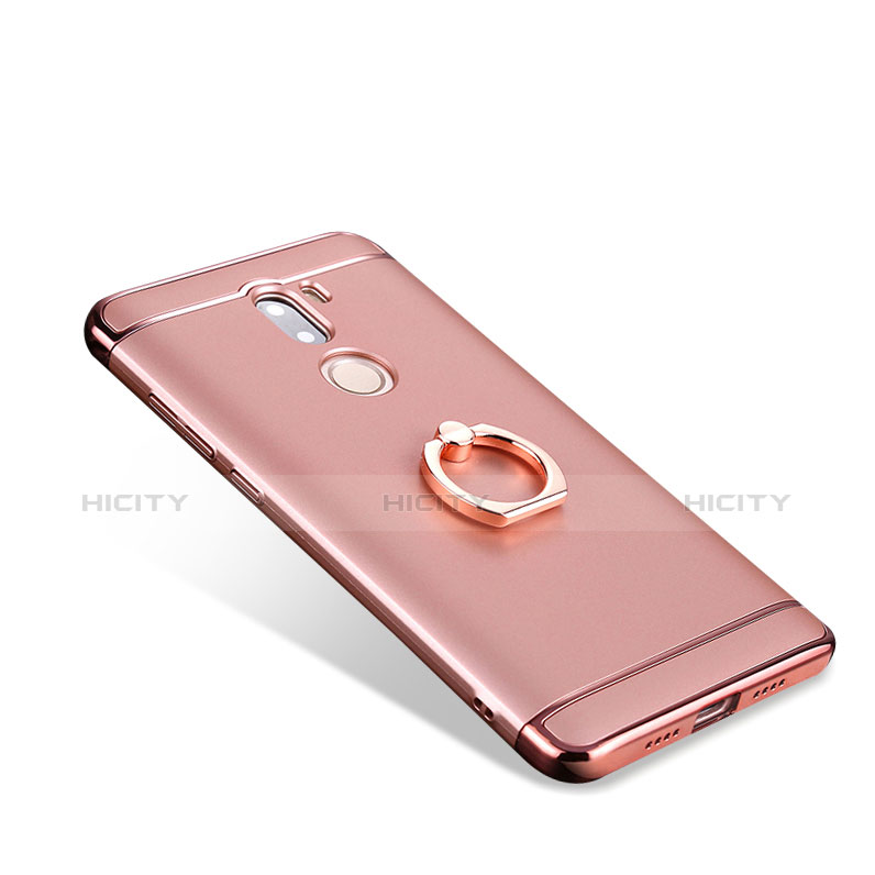 Carcasa Bumper Lujo Marco de Metal y Plastico con Anillo de dedo Soporte para Xiaomi Mi 5S Plus Oro Rosa