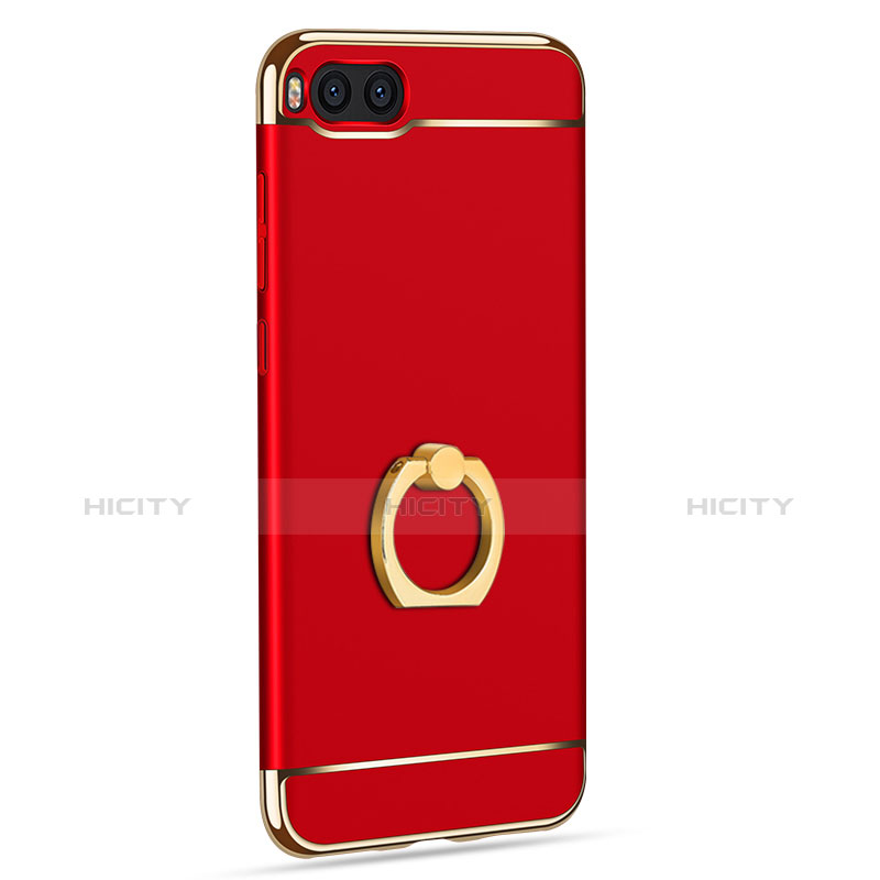 Carcasa Bumper Lujo Marco de Metal y Plastico con Anillo de dedo Soporte para Xiaomi Mi Note 3 Rojo